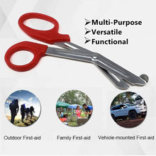 Load image into Gallery viewer, 12/Pack Red Handle Trauma Shears 7.25" Stainless Steel Scissors for Paramedics, EMT, Nurses, Firefighters + More
