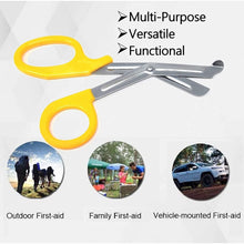 Load image into Gallery viewer, 12/Pack Yellow Handle Trauma Shears 7.25" Stainless Steel Scissors for Paramedics, EMT, Nurses, Firefighters + More