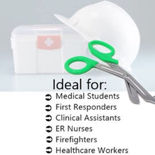 Load image into Gallery viewer, 12/Pack Green Handle Trauma Shears 7.25" Stainless Steel Scissors for Paramedics, EMT, Nurses, Firefighters + More