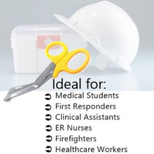 Load image into Gallery viewer, 12/Pack Yellow Handle Trauma Shears 7.25" Stainless Steel Scissors for Paramedics, EMT, Nurses, Firefighters + More