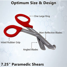 Load image into Gallery viewer, 12/Pack Red Handle Trauma Shears 7.25" Stainless Steel Scissors for Paramedics, EMT, Nurses, Firefighters + More