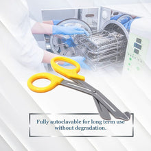 Load image into Gallery viewer, 12/Pack Yellow Handle Trauma Shears 7.25" Stainless Steel Scissors for Paramedics, EMT, Nurses, Firefighters + More