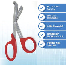 Load image into Gallery viewer, 12/Pack Red Handle Trauma Shears 7.25" Stainless Steel Scissors for Paramedics, EMT, Nurses, Firefighters + More