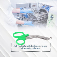 Load image into Gallery viewer, 12/Pack Green Handle Trauma Shears 7.25" Stainless Steel Scissors for Paramedics, EMT, Nurses, Firefighters + More