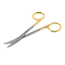Load image into Gallery viewer, Gold Handle Dissecting Iris Sharp Fine Point Scissors 4.5", Curved