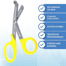Load image into Gallery viewer, 12/Pack Yellow Handle Trauma Shears 7.25" Stainless Steel Scissors for Paramedics, EMT, Nurses, Firefighters + More