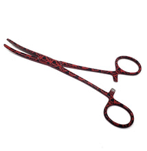 Load image into Gallery viewer, Hemostat Forceps 5.5" (14cm) Curved Serrated Jaws, Stainless Steel, Red Paws