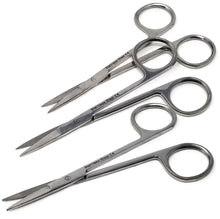Load image into Gallery viewer, Micro Dissecting IRIS Lab Scissors 4.5" Straight, Stainless Steel, 3 Pcs Set