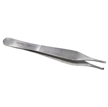 Load image into Gallery viewer, Adson Tissue Dressing Kocher Forceps 1x2 Rat Tooth & Serrated, 4.75" Straight Tweezers, Stainless Steel