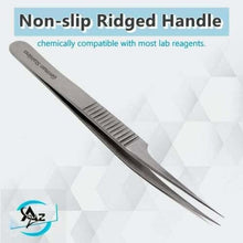Load image into Gallery viewer, Lab Forceps Fine Point Offset Straight Tip 4.75" Tweezers, Stainless Steel, Ridged