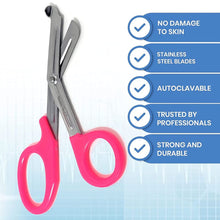 Load image into Gallery viewer, 12/Pack Pink Handle Trauma Shears 7.25" Stainless Steel Scissors for Paramedics, EMT, Nurses, Firefighters + More
