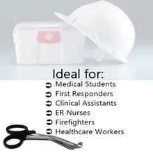 Load image into Gallery viewer, 100/Pack Black Handle Trauma Shears 7.25" Stainless Steel Scissors for Paramedics, EMT, Nurses, Firefighters + More