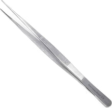 Load image into Gallery viewer, Dissecting Forceps Stainless Steel Micro Fine Point Serrated Tips 10" Straight Tweezers