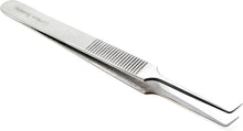 Load image into Gallery viewer, Lab Forceps Right Angled Needle Point Tip 4.75" Tweezers, Stainless Steel, Ridged
