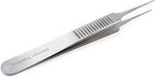 Load image into Gallery viewer, Lab Forceps Fine Point Straight Needle Tip 4.5" Tweezers, Stainless Steel, Ridged