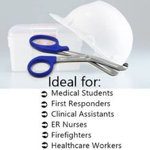 Load image into Gallery viewer, 12/Pack Navy Blue Handle Trauma Shears 7.25" Stainless Steel Scissors for Paramedics, EMT, Nurses, Firefighters + More