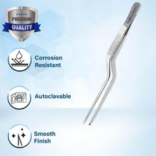 Load image into Gallery viewer, Bayonet Kocher Forceps Lab Tweezers 6" Fine Precision 1x2 Rat Tooth Jaws, Stainless Steel