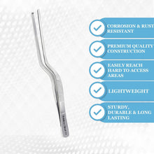 Load image into Gallery viewer, Bayonet Kocher Forceps Lab Tweezers 6" Blunt 1x2 Rat Tooth Jaws, Stainless Steel