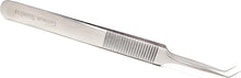 Load image into Gallery viewer, Lab Forceps Fine Point Angled Needle Tip 4.5" Tweezers, Stainless Steel, Ridged