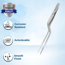 Load image into Gallery viewer, Micro Precision Dissecting Forceps Bayonet Lab Tweezers 6" with Fine Serrated Tips, Stainless Steel