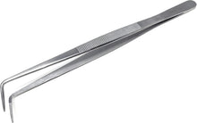Load image into Gallery viewer, Dissecting Forceps Stainless Steel Micro Fine Point Serrated Tips 8" Right Angled Tweezers