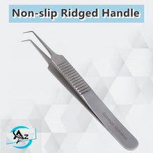 Load image into Gallery viewer, Lab Forceps Right Angled Needle Point Tip 4.75" Tweezers, Stainless Steel, Ridged