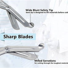 Load image into Gallery viewer, 100/Pack Black Handle Trauma Shears 7.25" Stainless Steel Scissors for Paramedics, EMT, Nurses, Firefighters + More