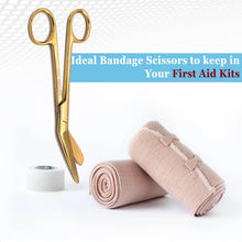 Load image into Gallery viewer, Left Handed Gauze Scissors 5.5" Gold Color With Round Safe Blade Tip Design, Stainless Steel