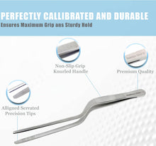 Load image into Gallery viewer, Micro Precision Dissecting Forceps Bayonet Lab Tweezers 6" with Blunt Serrated Tips, Stainless Steel