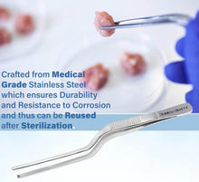 Load image into Gallery viewer, Bayonet Kocher Forceps Lab Tweezers 6" Blunt 1x2 Rat Tooth Jaws, Stainless Steel