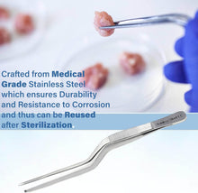 Load image into Gallery viewer, Bayonet Kocher Forceps Lab Tweezers 6" Fine Precision 1x2 Rat Tooth Jaws, Stainless Steel