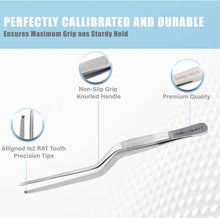 Load image into Gallery viewer, Bayonet Kocher Forceps Lab Tweezers 6" Fine Precision 1x2 Rat Tooth Jaws, Stainless Steel