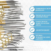 Load image into Gallery viewer, Set of 82 Pcs Gold Handle Scissors, Hemostats, Forceps, Scalpel Handles, Blades, All in One Kit