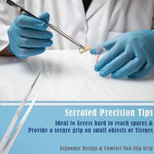 Load image into Gallery viewer, Dissecting Forceps Stainless Steel Micro Fine Point Serrated Tips 10" Straight Tweezers