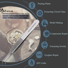 Load image into Gallery viewer, Lab Forceps Fine Point Angled Needle Tip 4.5" Tweezers, Stainless Steel, Ridged