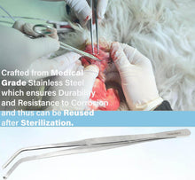Load image into Gallery viewer, Precision Blunt Jaws Kocher 1x2 Rat Tooth Angled Thumb Forceps 10"
