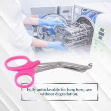 Load image into Gallery viewer, 12/Pack Pink Handle Trauma Shears 7.25" Stainless Steel Scissors for Paramedics, EMT, Nurses, Firefighters + More