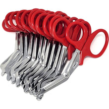 Load image into Gallery viewer, 12/Pack Red Handle Trauma Shears 7.25" Stainless Steel Scissors for Paramedics, EMT, Nurses, Firefighters + More