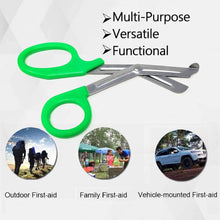 Load image into Gallery viewer, Trauma Shears 7.25" Paramedic Scissors Stainless Steel Serrated Blade, Green