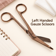 Load image into Gallery viewer, Left Handed Gauze Scissors 5.5" Rose Gold Color With Round Safe Blade Tip Design, Stainless Steel