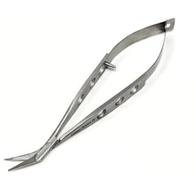 Load image into Gallery viewer, Castroviejo Micro Scissors 5.5" Angled, Fenestrated Flat Handle