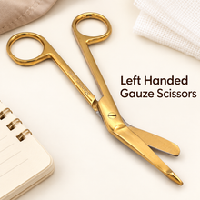 Load image into Gallery viewer, Left Handed Gauze Scissors 5.5" Gold Color With Round Safe Blade Tip Design, Stainless Steel