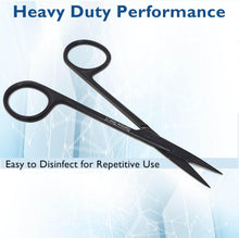 Load image into Gallery viewer, Micro Dissecting IRIS Lab Scissors Sharp Fine Points 4.5" Straight Stainless Steel Shears, Black