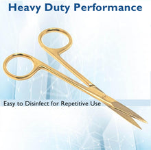 Load image into Gallery viewer, Micro Dissecting IRIS Lab Scissors Sharp Fine Points 4.5" Straight Stainless Steel Shears, Gold