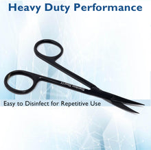 Load image into Gallery viewer, Micro Dissecting IRIS Lab Scissors Sharp Fine Points 4.5" Curved Stainless Steel Shears, Black