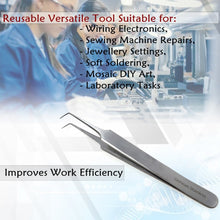 Load image into Gallery viewer, Lab Forceps Right Angled Needle Point Tip 4.75" Tweezers, Stainless Steel