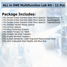 Load image into Gallery viewer, 11 Pcs Stainless Steel Lab Spatulas Micro Scoop Laboratory Sampling Mixing Pipette Set
