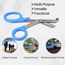 Load image into Gallery viewer, 12/Pack Sky Blue Handle Trauma Shears 7.25" Stainless Steel Scissors for Paramedics, EMT, Nurses, Firefighters + More