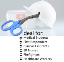 Load image into Gallery viewer, 12/Pack Sky Blue Handle Trauma Shears 7.25" Stainless Steel Scissors for Paramedics, EMT, Nurses, Firefighters + More