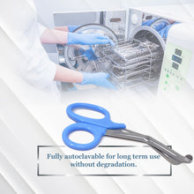 Load image into Gallery viewer, 12/Pack Sky Blue Handle Trauma Shears 7.25" Stainless Steel Scissors for Paramedics, EMT, Nurses, Firefighters + More